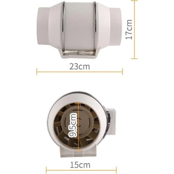 Rohrventilator, 220 m³/h luftflöde, 31 dB ljudnivå, 2600 RPM hastighet,vit