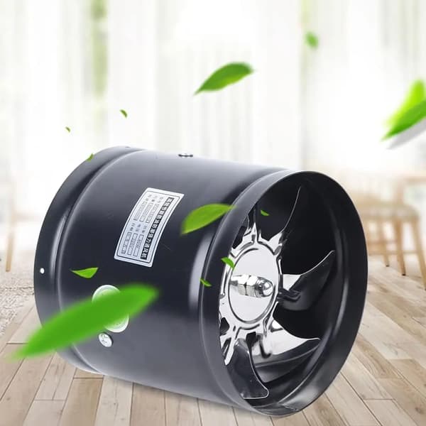Exhaustfläkt, 500 m³/h luftvolym, låg ljudnivå, kompakt design,svart