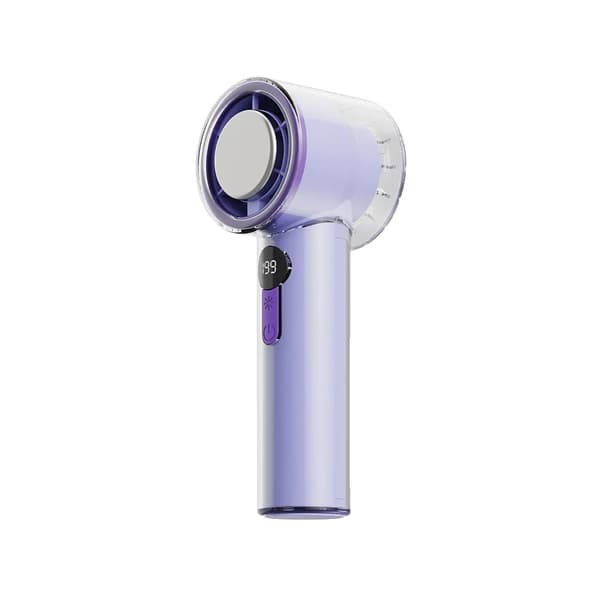Mini bærbar håndholdt ventilator, 1-199 hastighedsindstillinger, 6W effekt, 3600mAh batteri,Lilla