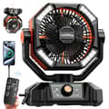 Miniatyrbild 1 av 2: Bärbar Campingfläkt, 20000mAh Batteri, 8 Hastighetsinställningar,Orange