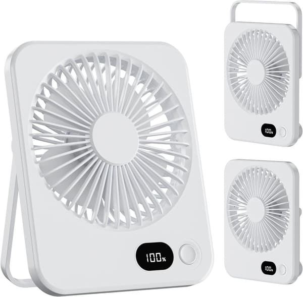 Lollanda Mini USB-fläkt med justerbar hastighet och LED-display – bärbar, idealisk för kontor, hem, sovrum och resor