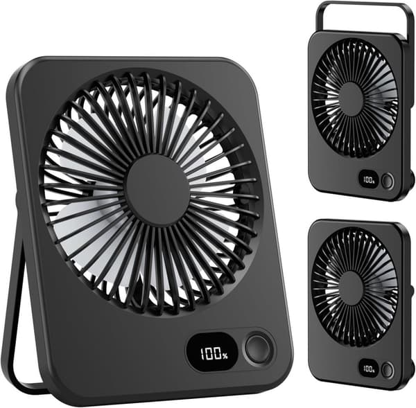 Lollanda Mini USB-fläkt med justerbar hastighet och LED-display – bärbar, idealisk för kontor, hem, sovrum och resor