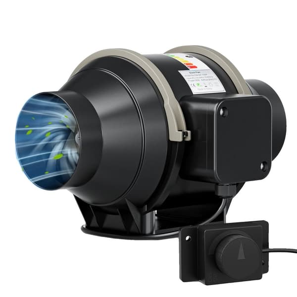 Inline ventilator, 360 m³/t luftstrøm, 35W effekt, stille drift,220V EU stik
