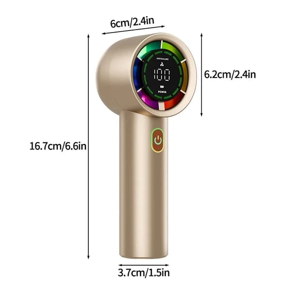 Bärbar Fläkt, Portabel Design, Digital Skärm, Tyst Drift,Guld