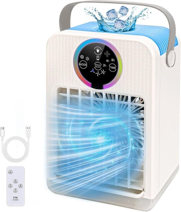 OBOSOE 4-i-1 Luftkylare & Fläkt – Portabel AC med Färgsken, Timer ...
