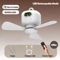 Miniatyrbillede 2 af 2: Loftventilator, 8000mAh batteri, fjernbetjening, USB-opladelig,Kølig Hvid