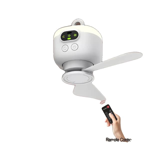 Loftventilator, 8000mAh batteri, fjernbetjening, USB-opladelig,Kølig Hvid