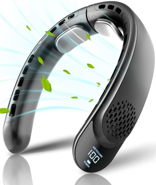 Lollanda Portabel Nackfläkt, 4000 mAh, 360° Kylning, LED-Display