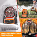 Miniatyrbild 4 av 7: OBOSOE Bärbar campingfläkt/fläkt med Turboeffekt –fläkt med lampor 4 Hastigheter,  Perfekt för Resor och Utomhusaktiviteter