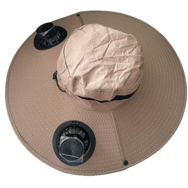 Solcellsdriven ventilerad hatt - Unisex soldriven/USB-laddningsbar - 6000 RPM dubbla fläktar - UV-skydd - Justerbar vindhastighet