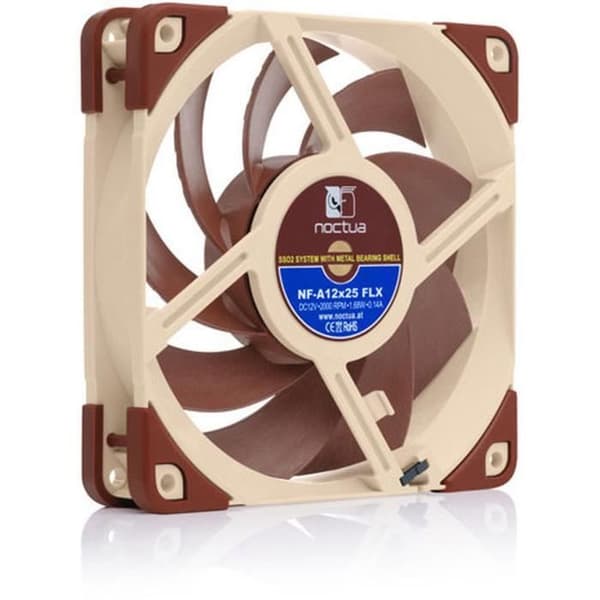 NOCTUA Fläkt serie A NF-A12 x 25 FLX med flödeskanaler 120 x 120 x 25 mm - 3 stift - SS02 - 2000 RPM