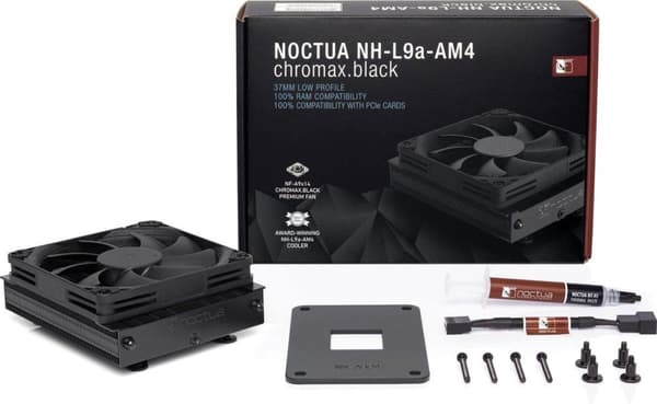 Noctua NH-L9A-AM4 chromax.black - Prosessorin jäähdytin - 92 mm - matala profiili - Kanta AM4 - musta
