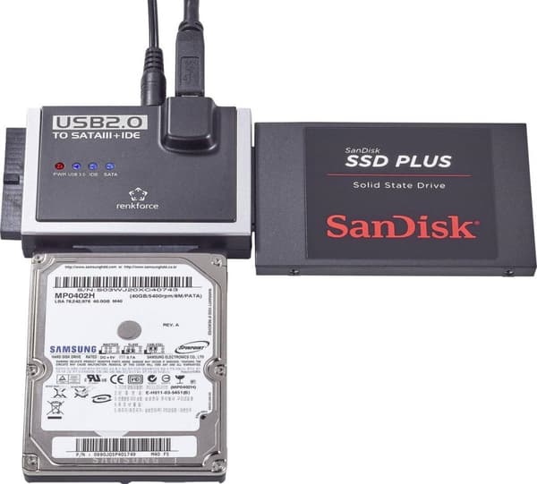 Renkforce USB 2.0-konverter [1x USB-A 2.0-stik - 1x IDE-stik 40-ben, IDE-stik 44-ben, SATA-kombistik 15+7-ben]