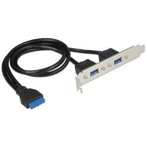 DeLOCK Slot-beslag - USB-konsol - 9-benet USB type A (F) til 19-benet USB3.0 hoved (F) (84836) Sort, Blå, Sølv