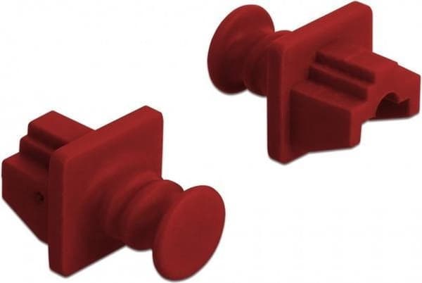 DeLOCK RJ45 (m) endedæksler til RJ45 (v) porte med rundt håndtag - 10 stykker / rød