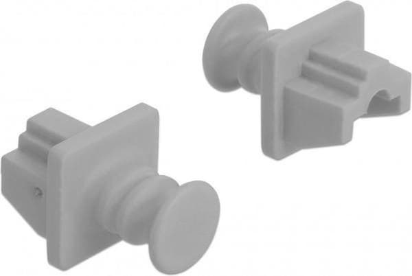 DeLOCK RJ45 (m) endedæksler til RJ45 (v) porte med rundt håndtag - 10 stykker / grå