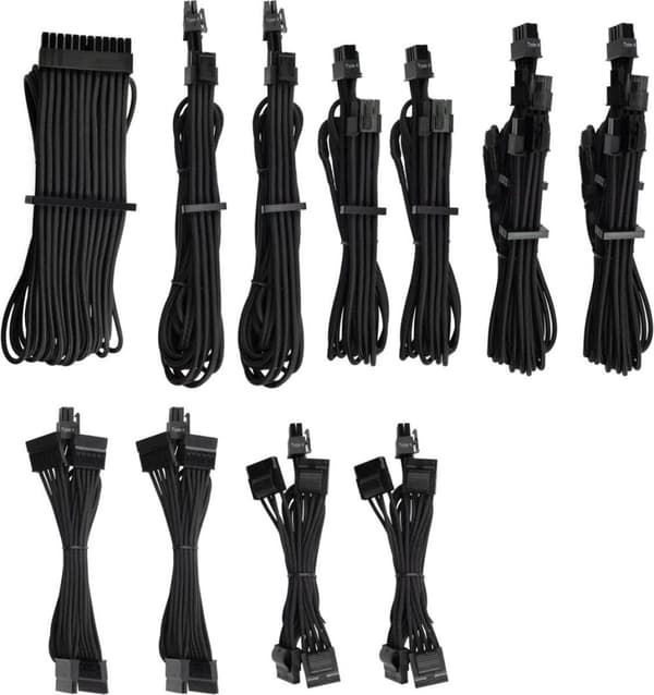 Corsair Premium yksittäisholkkiset PSU-kaapelit Pro Kit Type 4 Gen 4 – virtajohtosarja - musta
