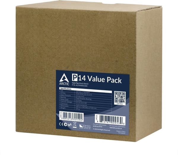 ARCTIC P14 Value Pack Tietokonekotelotuuletin 14 cm Musta