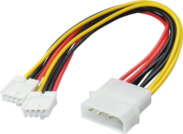 S/CONN maksimi liitettävyys PC-virtalähdekaapeli, sisäinen, pistoke 13,30 cm (5,25") - 2 x pistorasia 3,5", 0,2 m (78234-HQ)