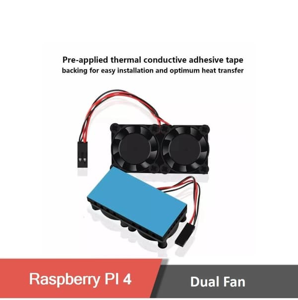 Dubbelfläkt med Värmesköld + Kylflänsar för Raspberry Pi 3/3B+4B