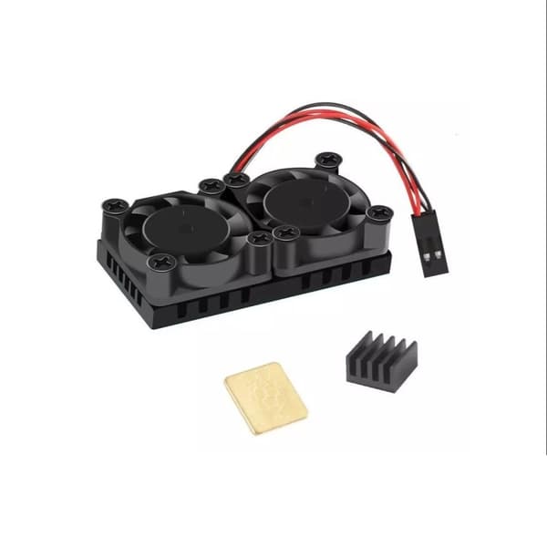 Dubbelfläkt med Värmesköld + Kylflänsar för Raspberry Pi 3/3B+4B