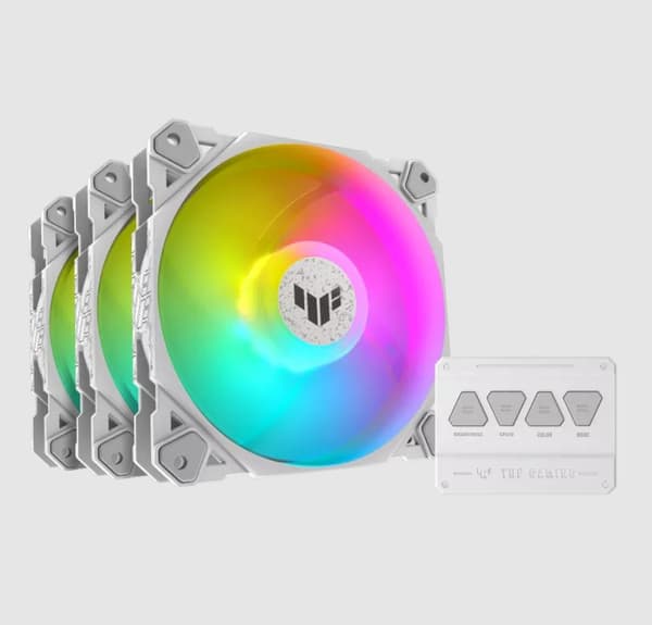 ASUS TUF GAMING TF120 ARGB WHITE EDITION 3IN1 Tietokonekotelo Ilmanjäähdytin 12 cm Valkoinen 3 kpl Valkoinen
