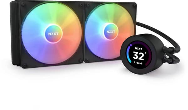 NZXT Kraken Elite 280 RGB - Integreret kølesystem - afmeting radiator 280mm - til Intel LGA 1700, 1200, 115X, AMD AM5, AM4, sTRX4, TR4 - 2 x F120P blæ Sort