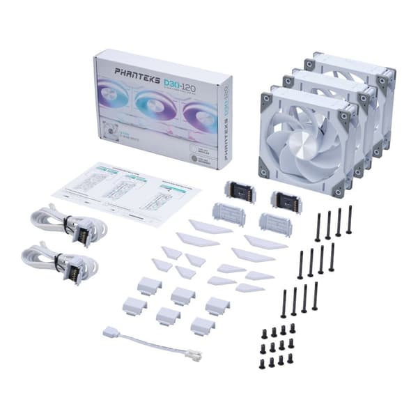 Phanteks D30 120mm PWM Fan, Reversed Airflow, DRGB, Wh, 3 Pack