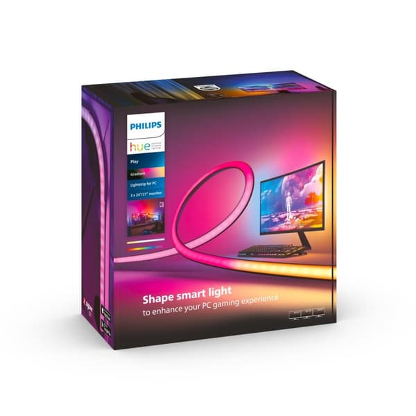 Philips Hue Play gradient lysstrimmel pc-skærm - hvidt og farvet lys - 3x 24-27 tommer skærm