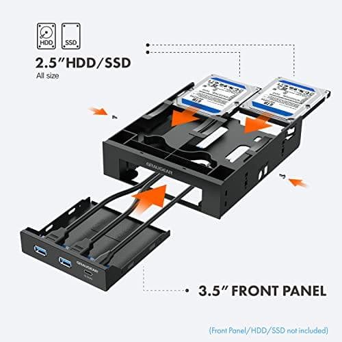 Graugear monteringsram för 2x 2,5" & 3,5" HDD/SSD i 5,25 (G-CV-235T525)