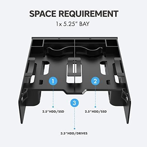 Graugear monteringsram för 2x 2,5" & 3,5" HDD/SSD i 5,25 (G-CV-235T525)