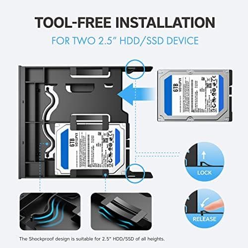 Graugear monteringsram för 2x 2,5" & 3,5" HDD/SSD i 5,25 (G-CV-235T525)