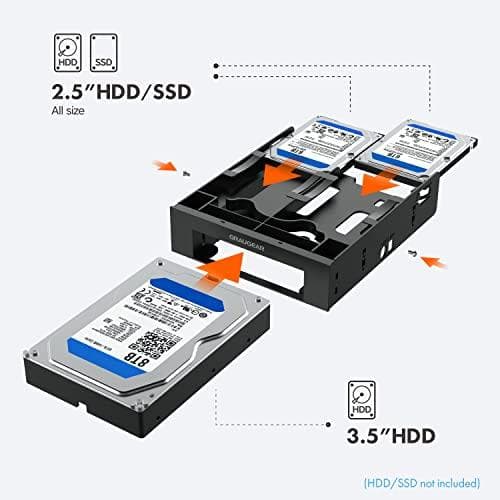 Graugear monteringsram för 2x 2,5" & 3,5" HDD/SSD i 5,25 (G-CV-235T525)