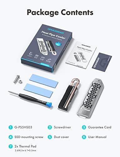 Graugear Heatsink SSD M.2NVMe 2280 PS5-muistin laajentamiseen. vähittäismyynti (G-PS5HS03)