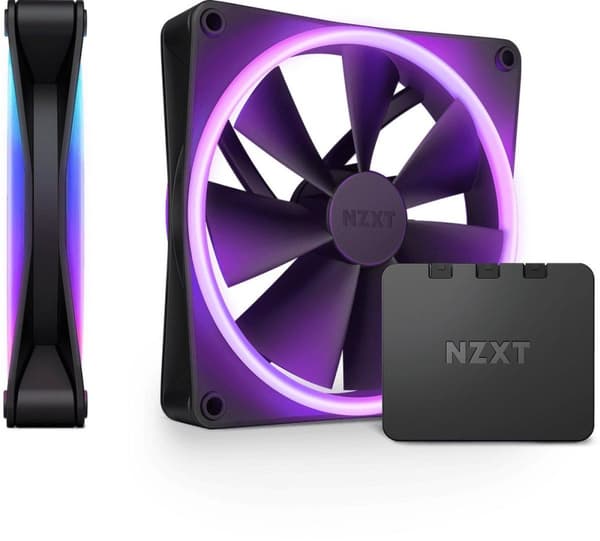 NZXT Fläkt RF-D14DF-B1 F140 RGB DUO 2x140 mm FDB 4-stift PWM Svart Ratail (RF-D14DF-B1) Svart