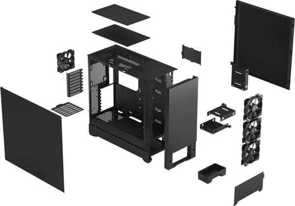 Fractal Design Pop XL Silent - Tower - Extended ATX - Sidopanel med fönster (härdat glas) - ingen strömförsörjning (ATX) - Black Solid - USB/Audio (FD