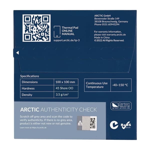 ARCTIC TP-3 Premium Performance Thermal Pad 100 x 100 mm - 1,5 mm (ACTPD00054A)