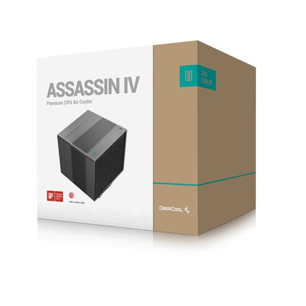 DeepCool ASSASSIN IV Typ: Luftkylning, Fläktdiameter: 14 cm, Maximalt luftflöde: 79,1 cfm, Maximalt lufttryck: 2,44 mmH2O. Bredd: 144mm, djup: 147mm,