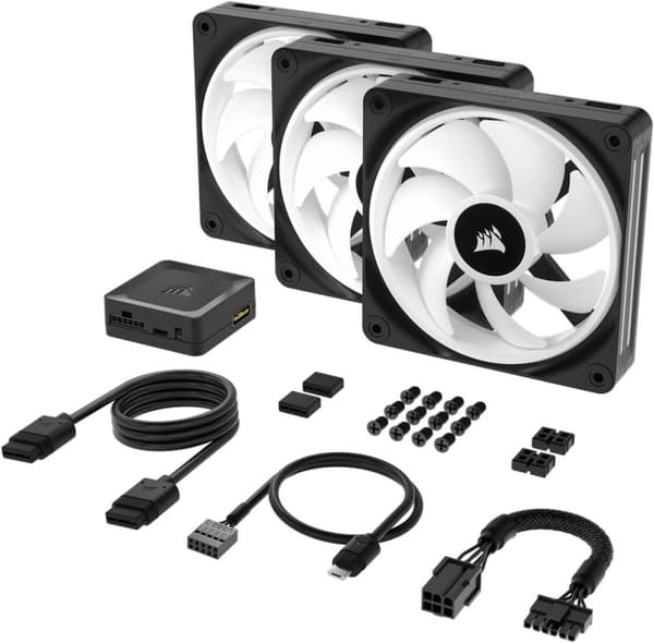 CORSAIR QX120 RGB Starter Kit - Fläkthus 3-pack - 3x QX120 RGB PMW-fläktar - 1x iCUE LINK nav - svart