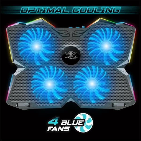 Spirit Of Gamer, Laptop Cooler 10" till 17", 4 Silent Fans, Kompatibel PS5, PS4, Xbox & PC, Ventilerad support