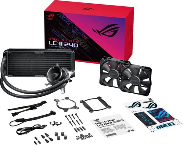 COOLER ASUS, "ROG Strix LC II 240", skt. universal, racire cu lichid, fan 120 mm x 2, 2500 rpm, LED ARGB, "RS LC II 240" (timbru verde 2.00 lei)