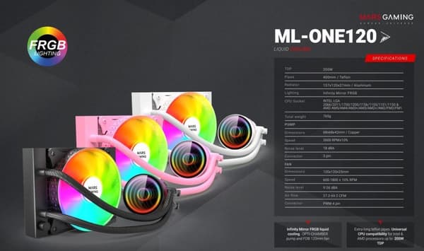 Mars Gaming ML-ONE120 CPU Liquid Cooling FRGB