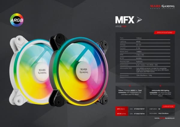 Mars Gaming MFXW ARGB 12cm Computer Cooler