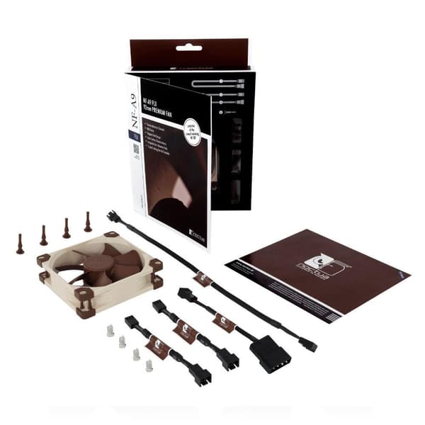 Noctua NF-A9 FLX computer cooling system Computer case Fan 9.2 cm Beige, Brown Beige, Brun