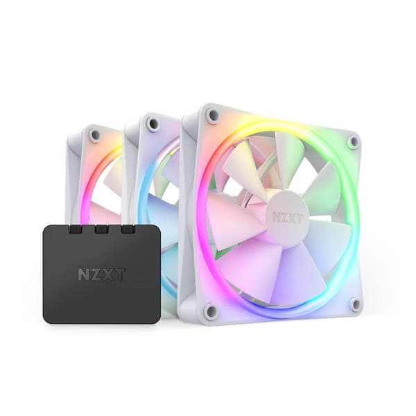 NZXT F120 White RGB Triple Pack & Controller Hvit