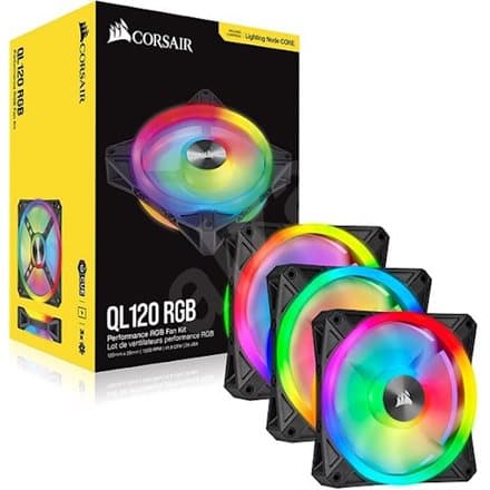 CORSAIR iCUE QL120 RGB 120mm PWM Triple Fan with Lighting Node CORE