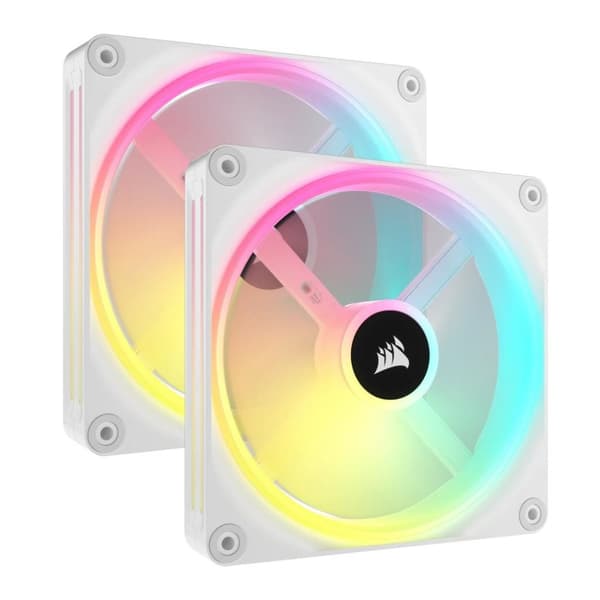 CORSAIR QX RGB Series, iCUE LINK QX140 RGB WHITE, 140mm Magnetic Dome RGB Fan, Starter Kit Hvit