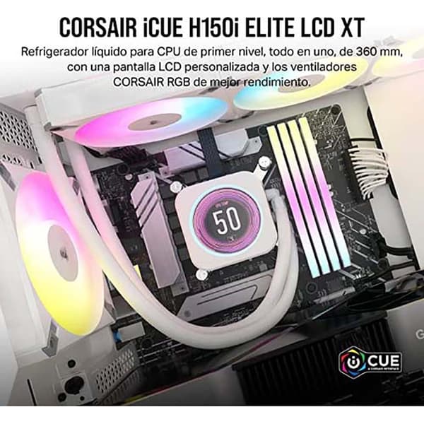 Corsair Täydellinen Vesijäähdytyssarja Icue H150i Elite Lcd Xt Kirkas