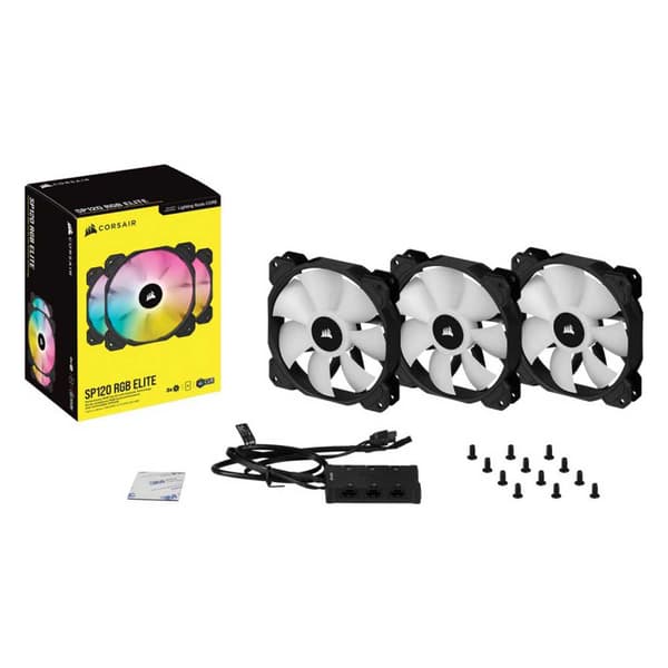 Corsair Fläkt Sp120 Rgb Elite 12x12 Mm 3 Enheter Svart