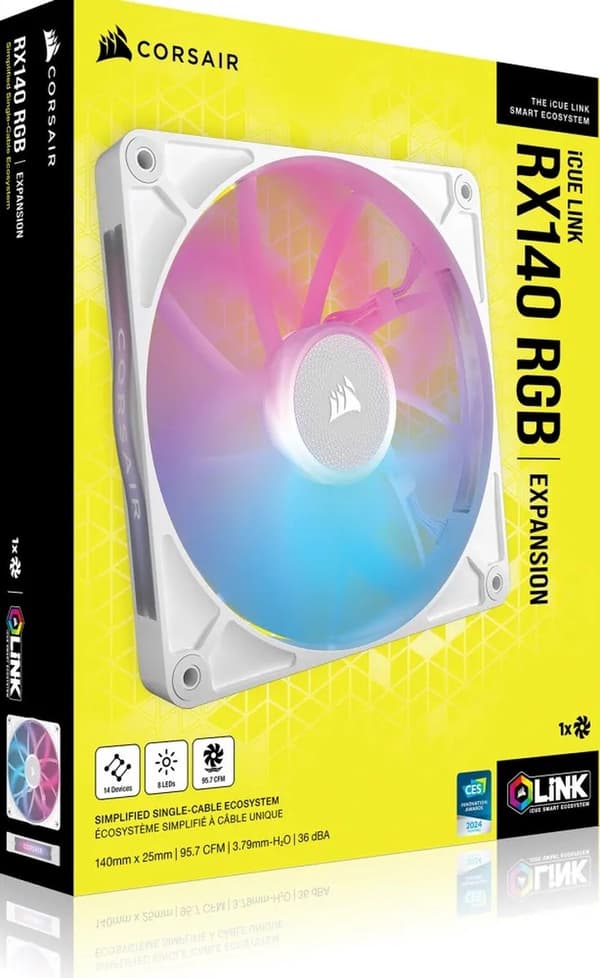 Corsair iCUE LINK RX140 RGB computertaske blæser 14 cm Hvid 1 stk (CO-9051023-WW)